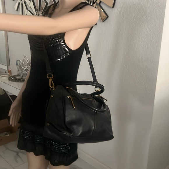 Elliott Lucca black leather Satchel (cross body bag) - Picture 3 of 17